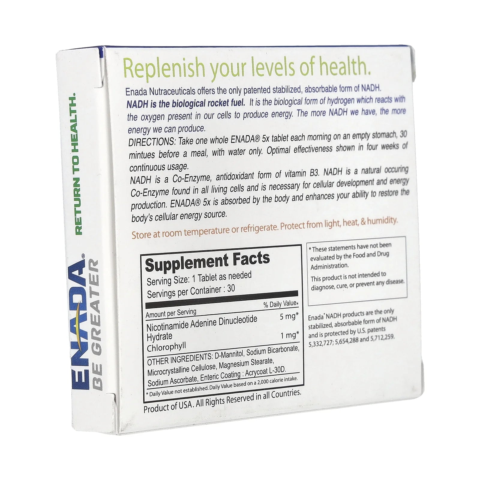 5mg Enada Vitality - 30 Tablet Box (green)