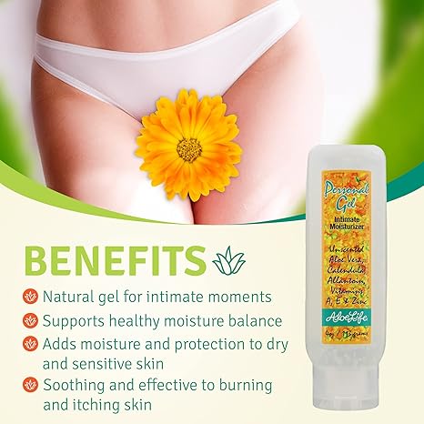 Aloe Life - Personal Gel, Intimate Moisturizer, Organic Aloe Cream, Silky & Non-Staining Formula, Perfect For Menopause, Burn Treatment, Protects & Moisturize Skin, Skincare Gel, Fragrance-Free (4 oz)