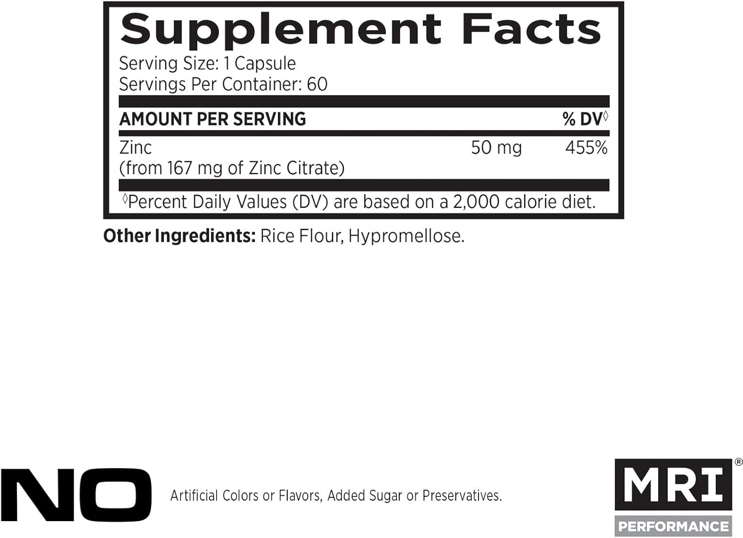 MRI Performance Zinc 50mg