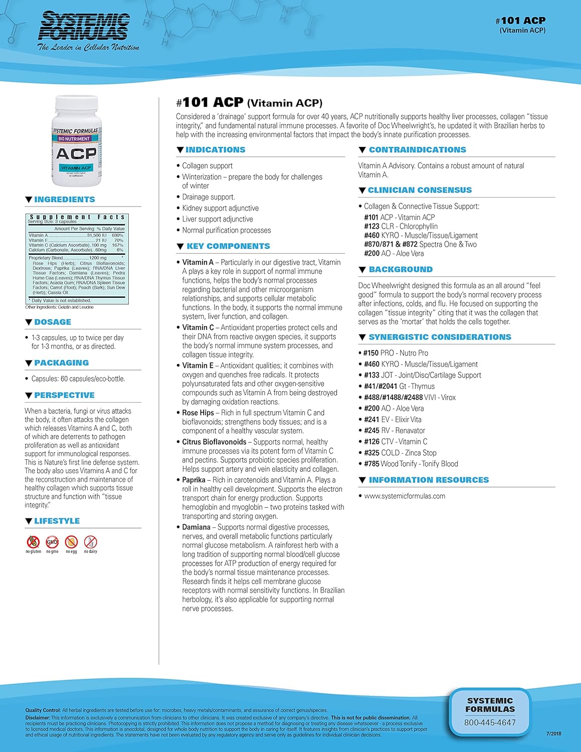 Systemic Formulas Bio Nutriment #101 Vitamin ACP