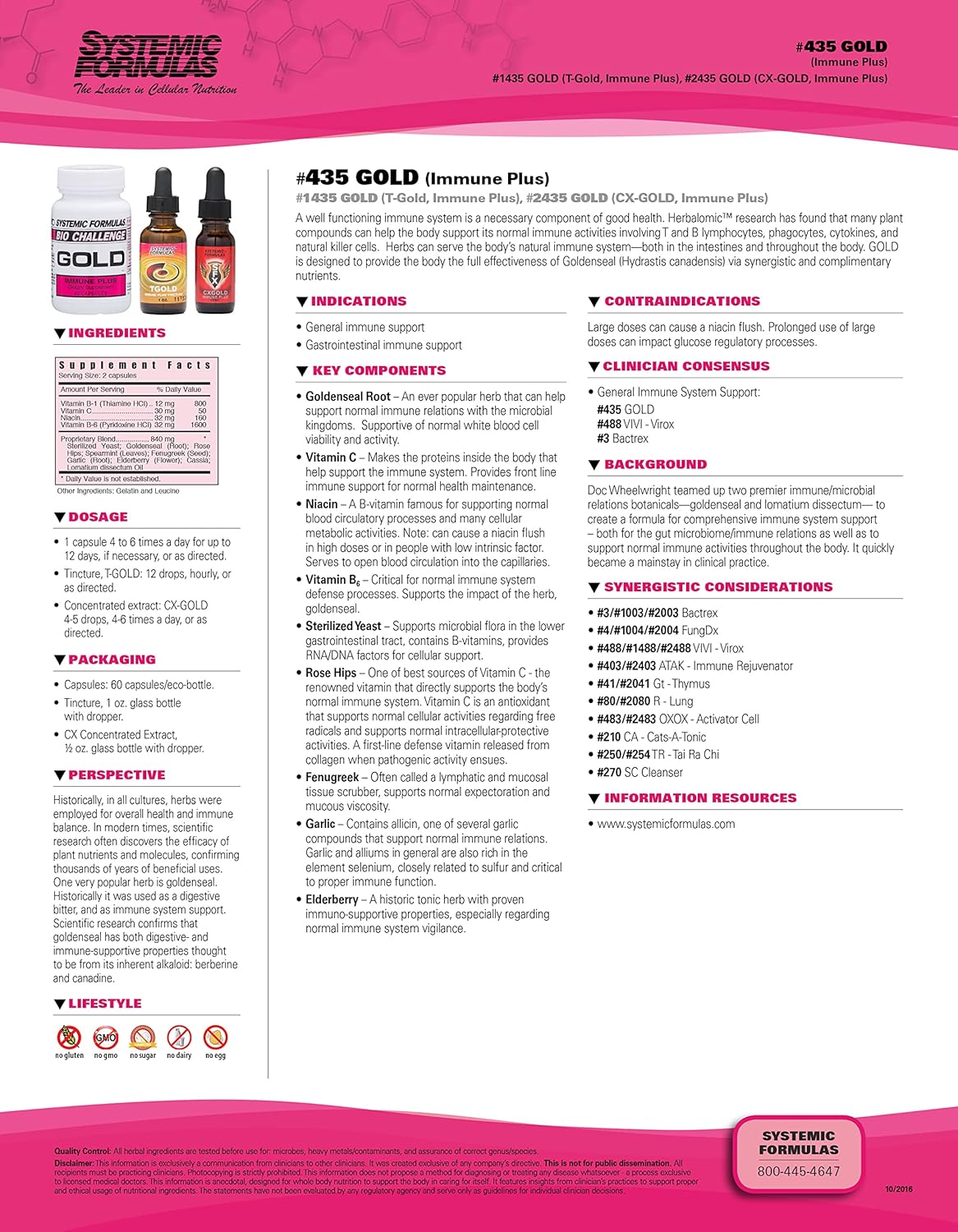 Systemic Formulas Gold Immune Plus - General Immune Support